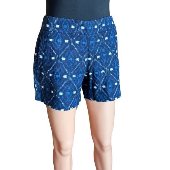 J. Crew Batik Basketweave Ikat Print Chino Shorts Size 4 Navy Blue White - Picture 3 of 7